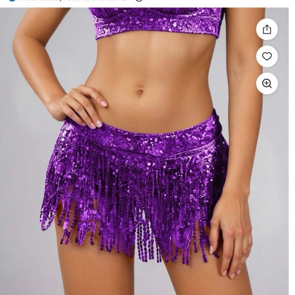 Sexy wrap purple sequin mini skirt